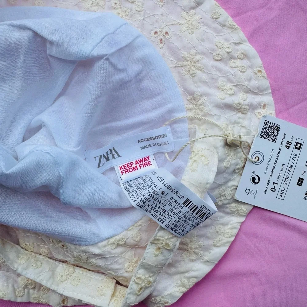 Zara Cream Floral Kids Hat